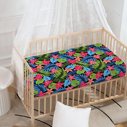 Hawaiian Floral Pattern Print Baby Crib Sheet
