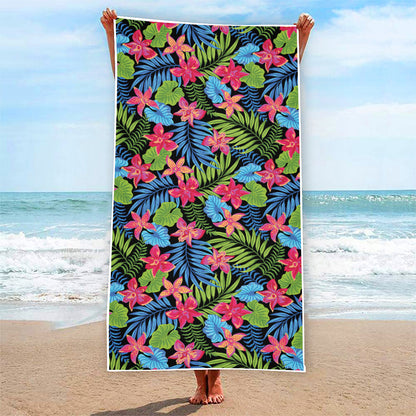 Hawaiian Floral Pattern Print Beach Towel