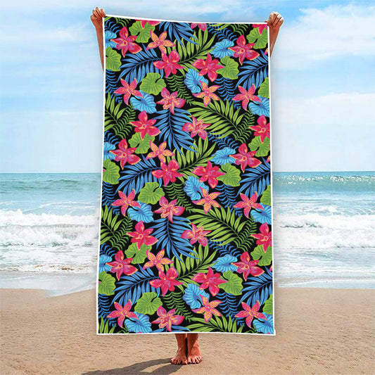 Hawaiian Floral Pattern Print Beach Towel