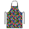 Hawaiian Floral Pattern Print Bib Apron With Pocket