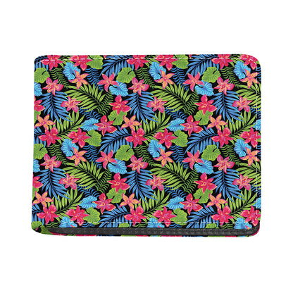 Hawaiian Floral Pattern Print Bifold Wallet