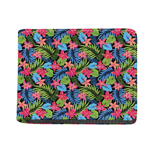 Hawaiian Floral Pattern Print Bifold Wallet