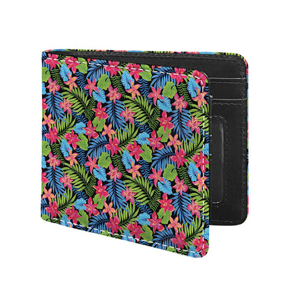Hawaiian Floral Pattern Print Bifold Wallet