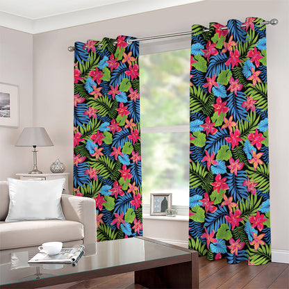 Hawaiian Floral Pattern Print Blackout Grommet Curtains