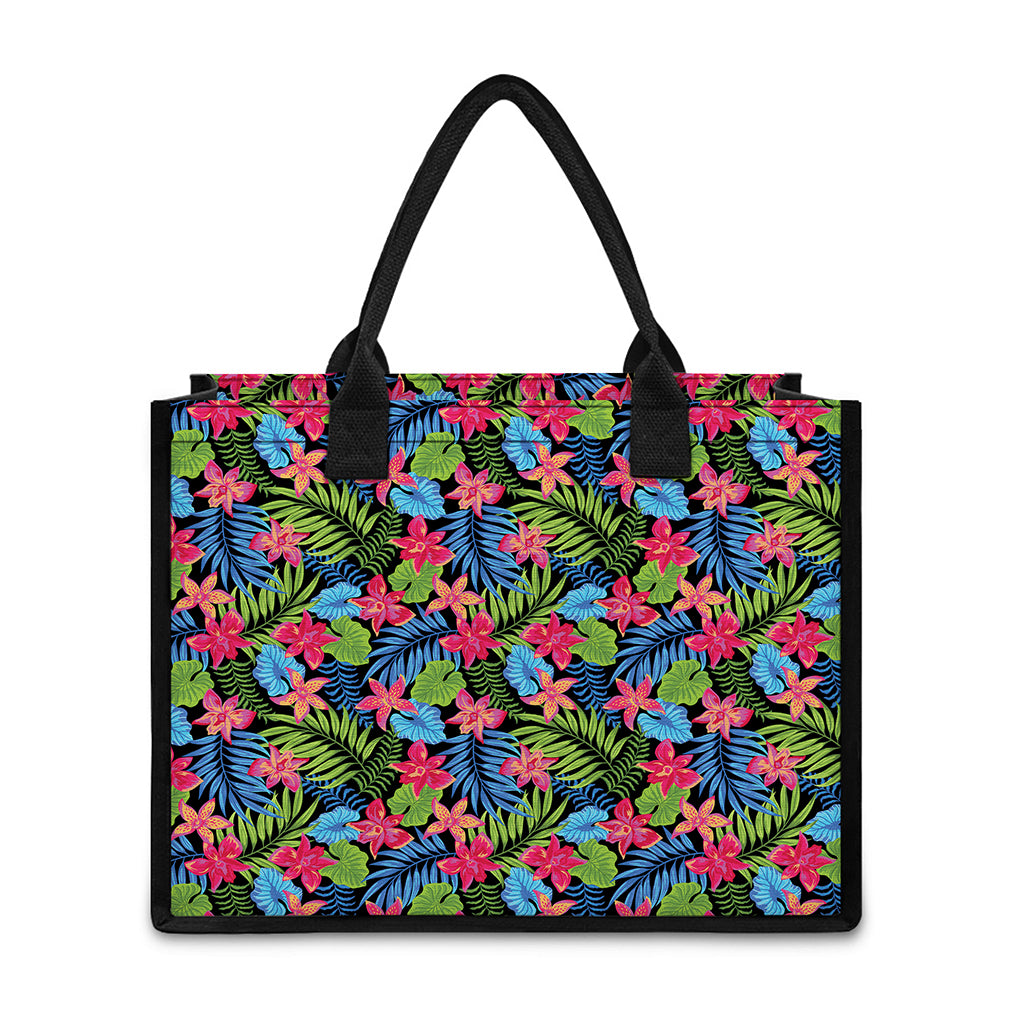 Hawaiian Floral Pattern Print Canvas Tote Bag