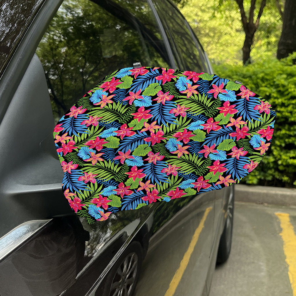 Hawaiian Floral Pattern Print Car Side Mirror Covers