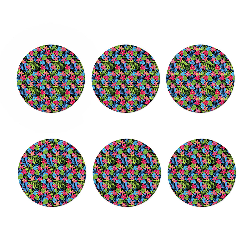Hawaiian Floral Pattern Print Coaster Set