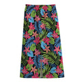 Hawaiian Floral Pattern Print Cotton Front Slit Maxi Skirt
