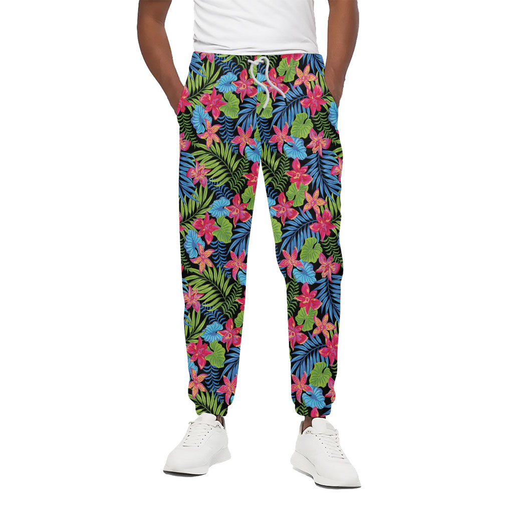 Hawaiian Floral Pattern Print Cotton Pants