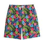 Hawaiian Floral Pattern Print Cotton Shorts