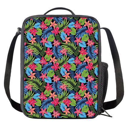 Hawaiian Floral Pattern Print Crossbody Lunch Bag
