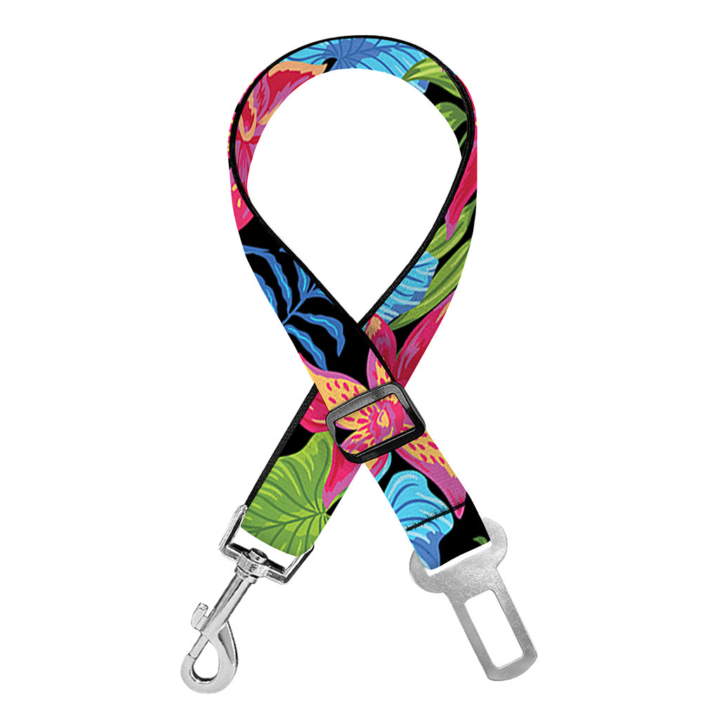 Hawaiian Floral Pattern Print Dog Seat Belt