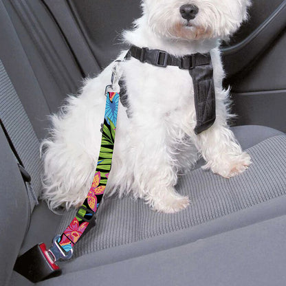Hawaiian Floral Pattern Print Dog Seat Belt
