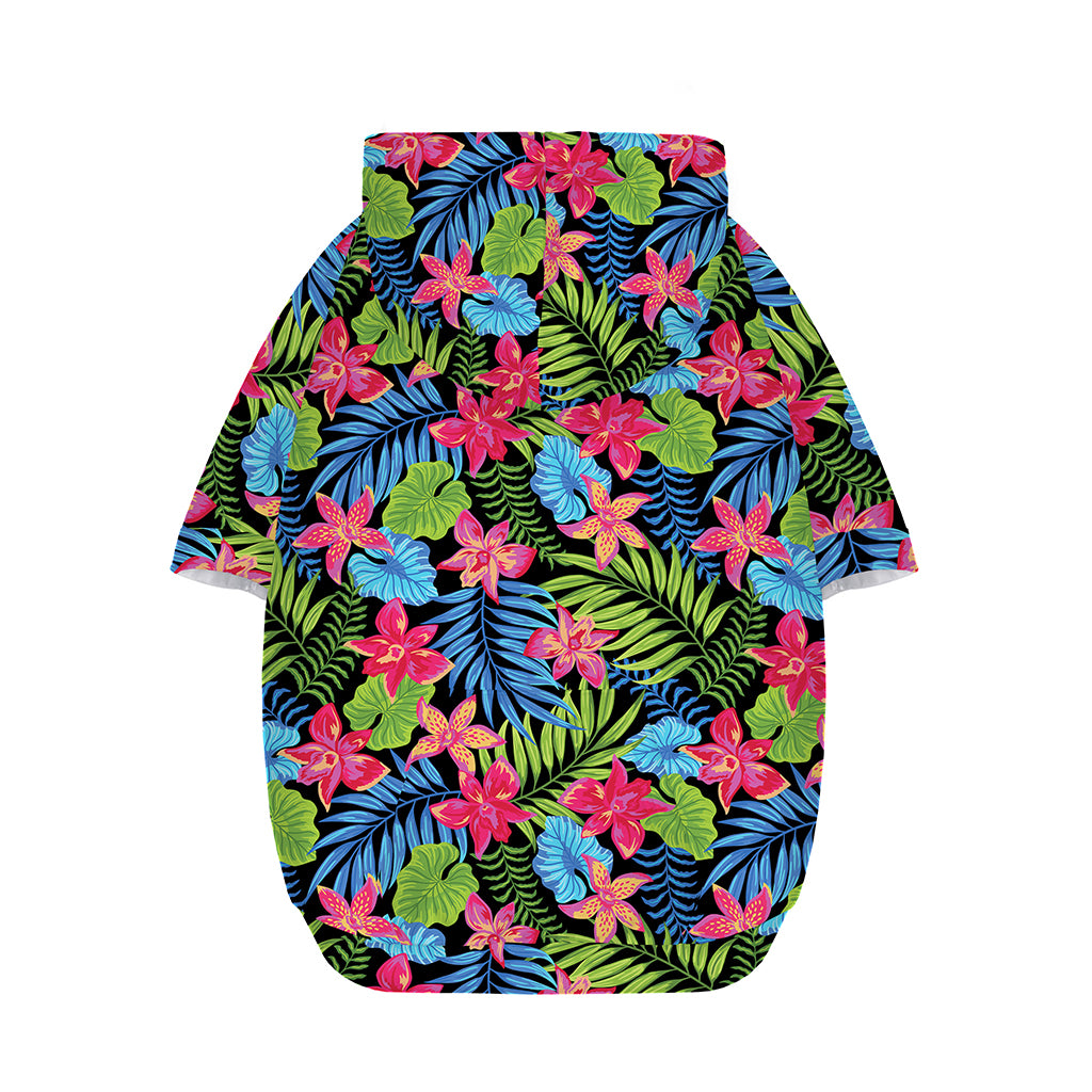 Hawaiian Floral Pattern Print Dog Zip Up Hoodie