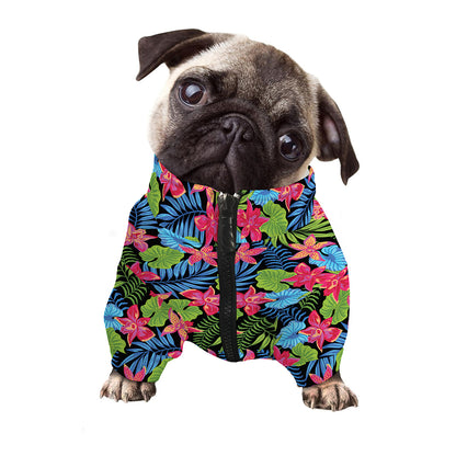 Hawaiian Floral Pattern Print Dog Zip Up Jacket