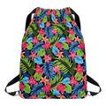 Hawaiian Floral Pattern Print Drawstring Backpack