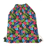 Hawaiian Floral Pattern Print Drawstring Bag