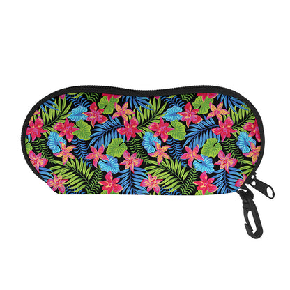 Hawaiian Floral Pattern Print Glasses Case