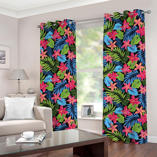 Hawaiian Floral Pattern Print Grommet Curtains