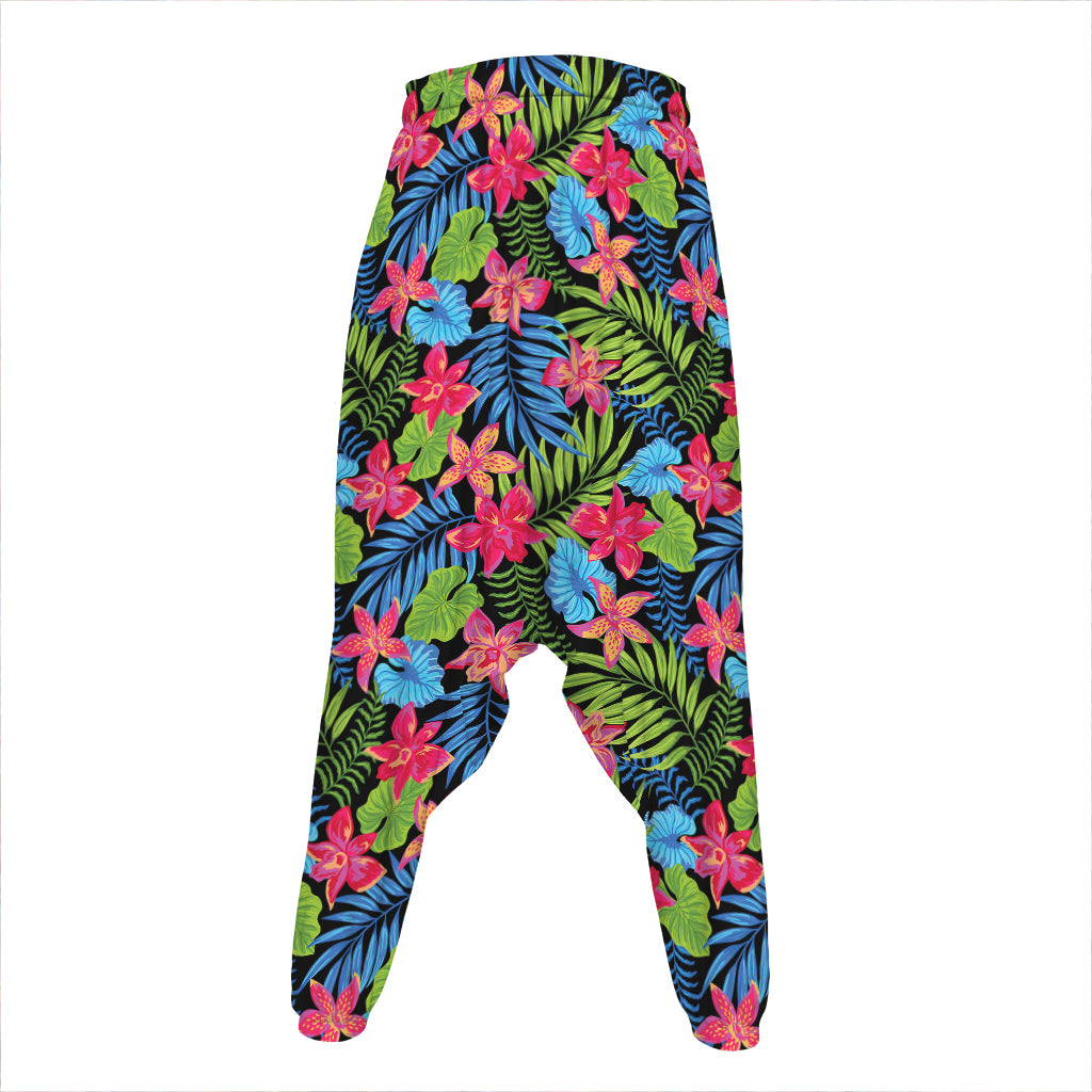 Hawaiian Floral Pattern Print Hammer Pants