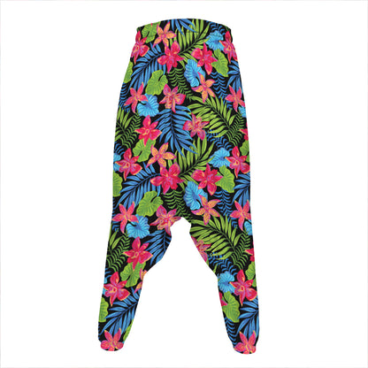 Hawaiian Floral Pattern Print Hammer Pants