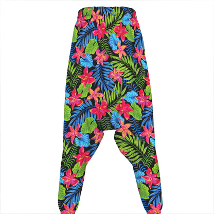 Hawaiian Floral Pattern Print Hammer Pants