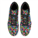 Hawaiian Floral Pattern Print High Top Leather Sneakers