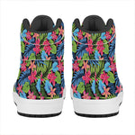 Hawaiian Floral Pattern Print High Top Leather Sneakers
