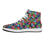 Hawaiian Floral Pattern Print High Top Leather Sneakers