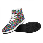 Hawaiian Floral Pattern Print High Top Leather Sneakers