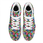 Hawaiian Floral Pattern Print High Top Leather Sneakers