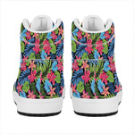 Hawaiian Floral Pattern Print High Top Leather Sneakers