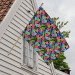 Hawaiian Floral Pattern Print House Flag