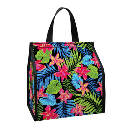 Hawaiian Floral Pattern Print Insulated Lunch Tote