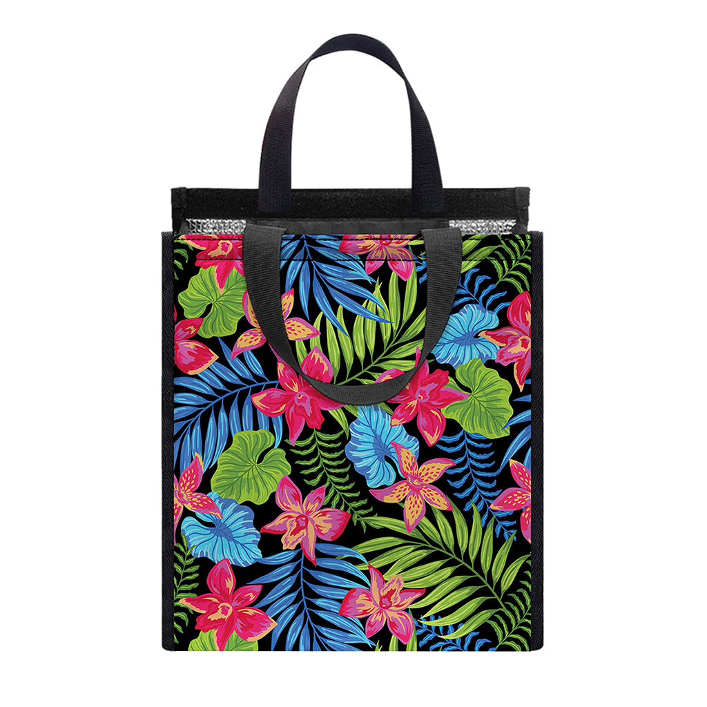 Hawaiian Floral Pattern Print Insulated Lunch Tote