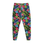 Hawaiian Floral Pattern Print Jogger Pants