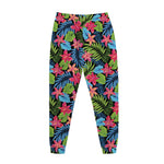 Hawaiian Floral Pattern Print Jogger Pants