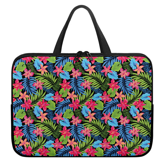 Hawaiian Floral Pattern Print Laptop Sleeve With Handle