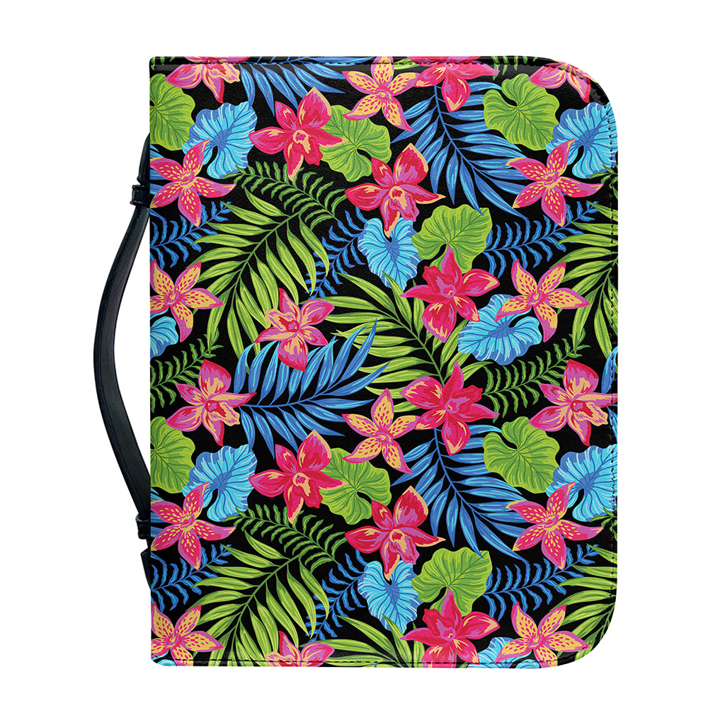 Hawaiian Floral Pattern Print Leather Bible Cover