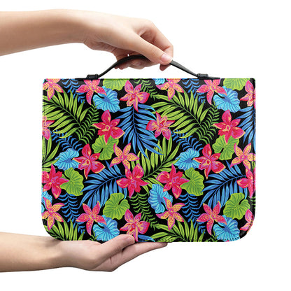 Hawaiian Floral Pattern Print Leather Bible Cover