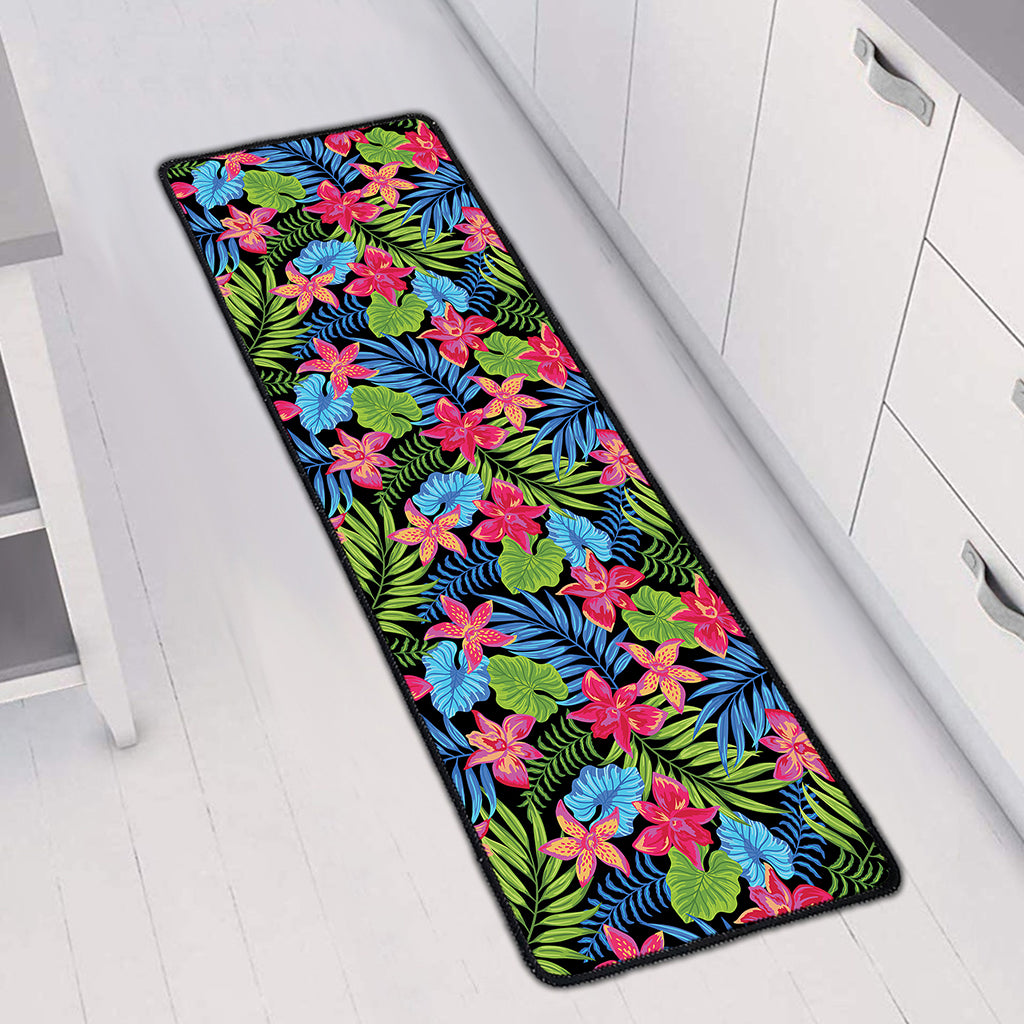 Hawaiian Floral Pattern Print Long Kitchen Mat