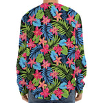 Hawaiian Floral Pattern Print Long Sleeve Baseball Jersey