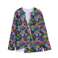 Hawaiian Floral Pattern Print Long Sleeve Short Coat