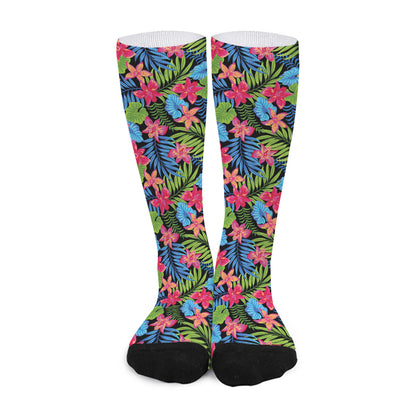 Hawaiian Floral Pattern Print Long Socks