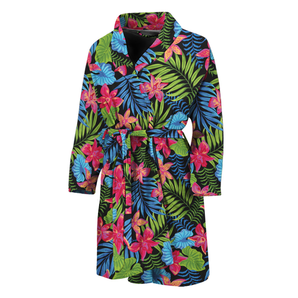 Hawaiian Floral Pattern Print Men's Bathrobe