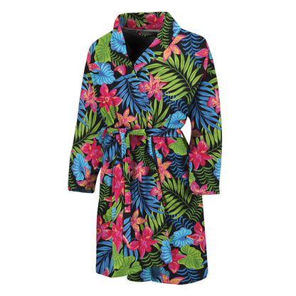 Hawaiian Floral Pattern Print Men's Bathrobe