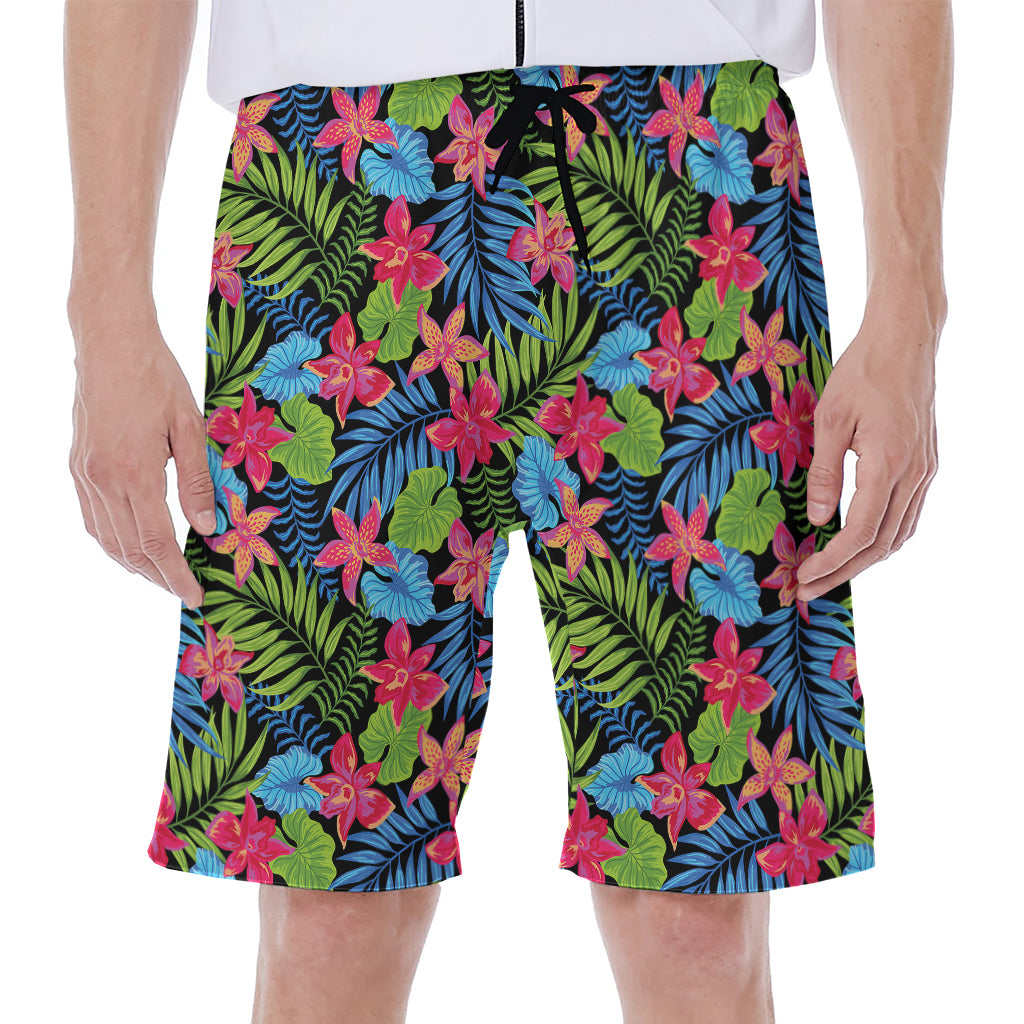 Hawaiian Floral Pattern Print Men's Beach Shorts