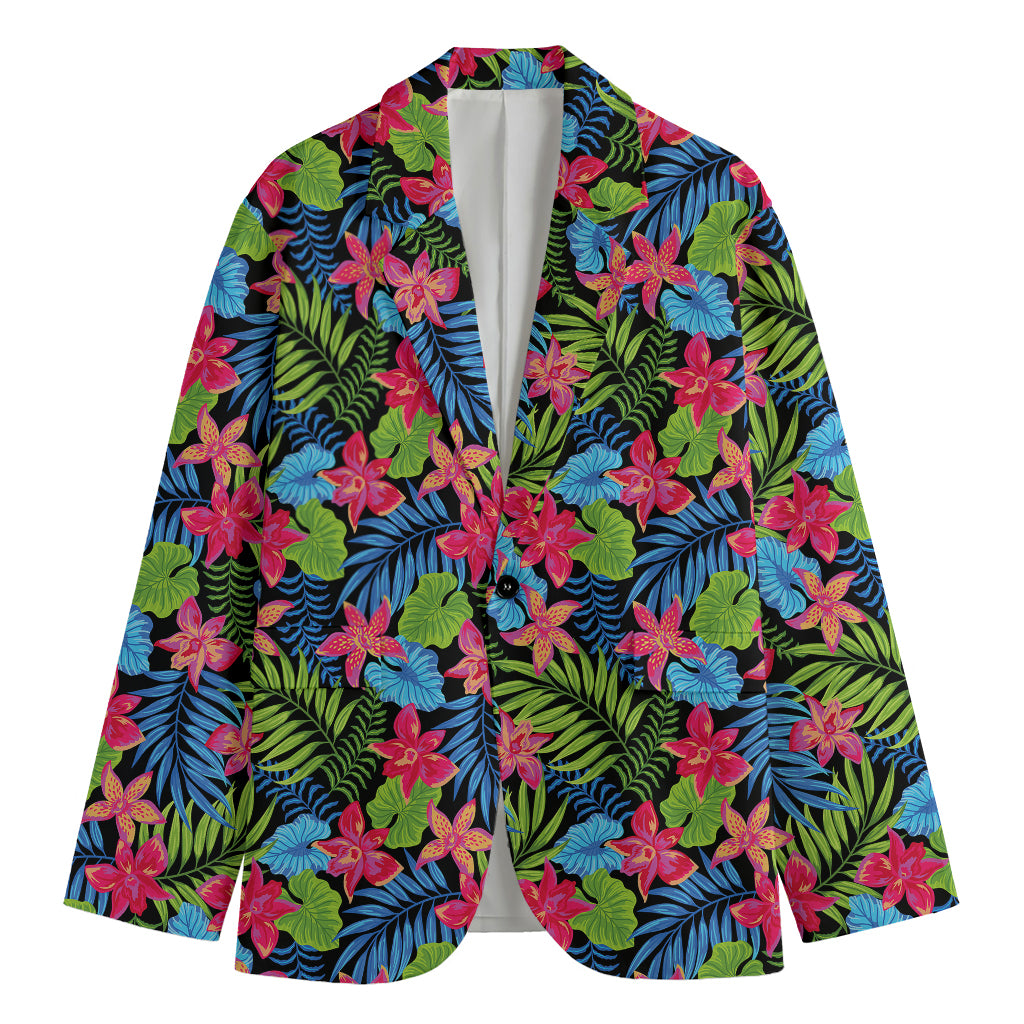 Hawaiian Floral Pattern Print Men's Blazer