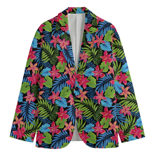 Hawaiian Floral Pattern Print Men's Blazer