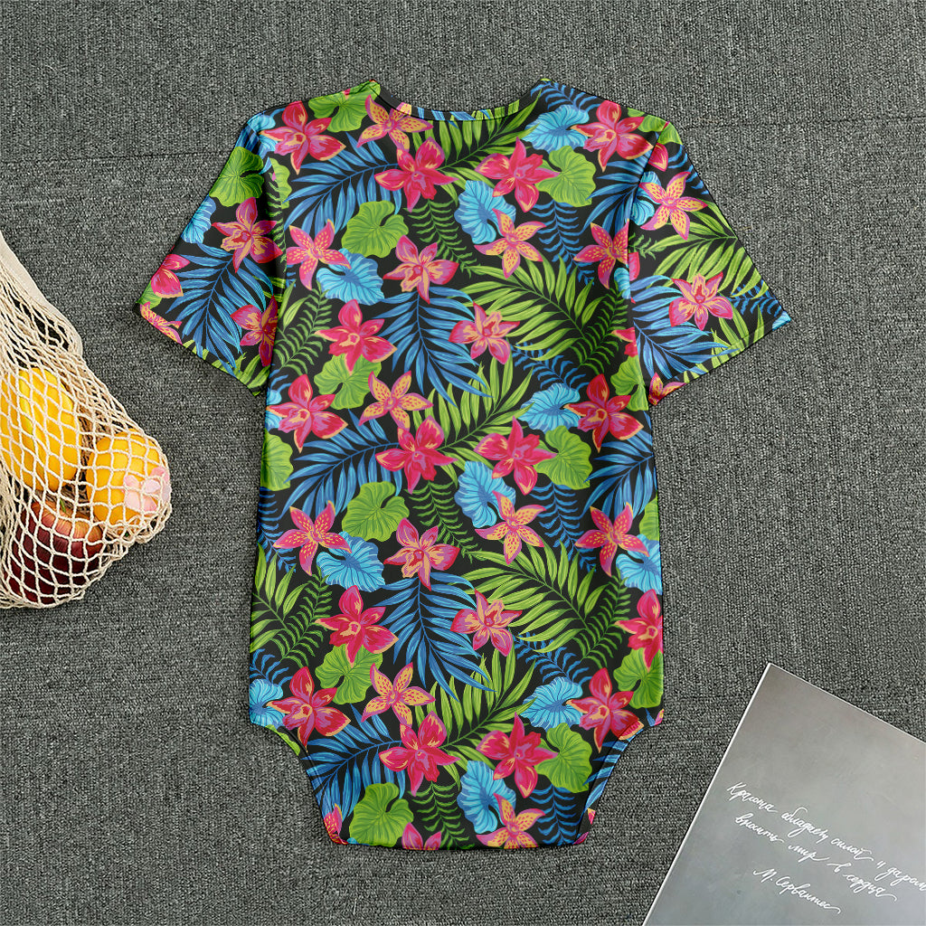 Hawaiian Floral Pattern Print Men's Bodysuit